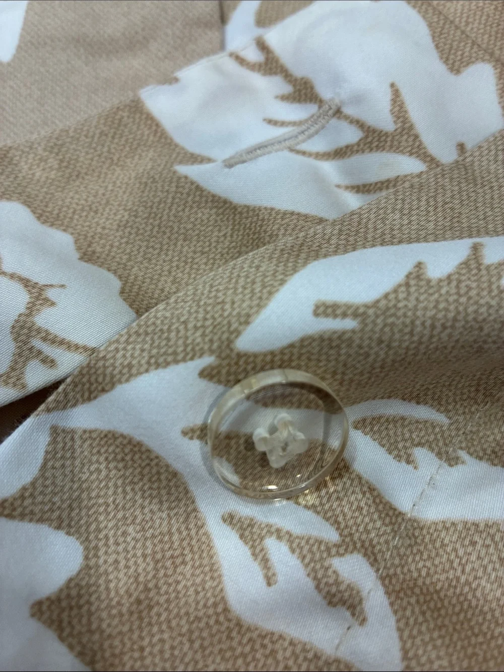 Lands' End Tan and White Floral Duvet Cover King